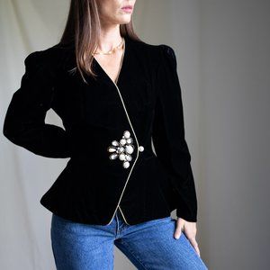 Vintage black Velvet Formal evening blazer top